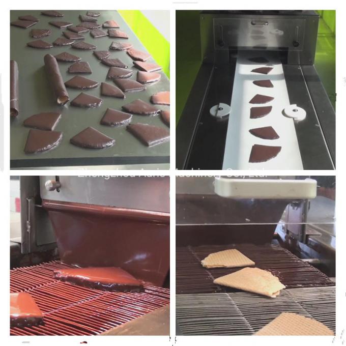 Linha automática completa chocolate do Enrober dos doces de chocolate que revista a máquina com túnel refrigerando
