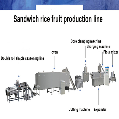 O núcleo do sanduíche da manteiga de amendoim do doce do chocolate encheu a linha de produção alimentar soprada biscoito equipamento do petisco do arroz de processamento