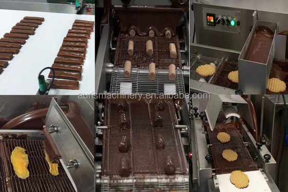 Chocolate de vitrificação da multi máquina funcional do Enrober do chocolate do bolo que mergulha a máquina