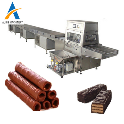 Linha de molde de aço inoxidável do chocolate do túnel refrigerando dos doces da máquina do Enrober do chocolate