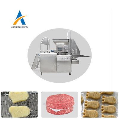 Pepitas de galinha e hamburguer da carne que processa o rissol cru da imprensa automática industrial do bife da carne que forma a máquina da panificação