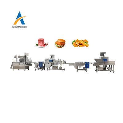 Pepitas de galinha e hamburguer da carne que processa o rissol cru da imprensa automática industrial do bife da carne que forma a máquina da panificação